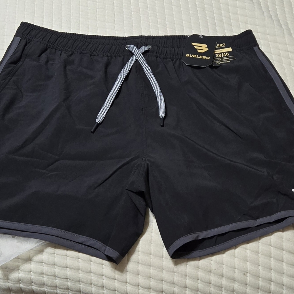 Men's Black Burlebo Lined Swim Shorts NWT